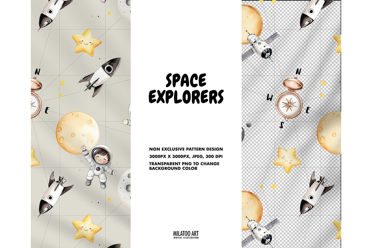 Space kids astronaut nursery pattern, a Pattern Graphic by Milatoo (Photo 4 of 4)