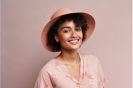 American stylish girl with hat happy, a Beauty & Fashion Photo by Ylivdesign