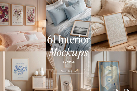 61 Interior Mockup Bundle PSD, a Household Mockup by Tomasz Ganclerz
