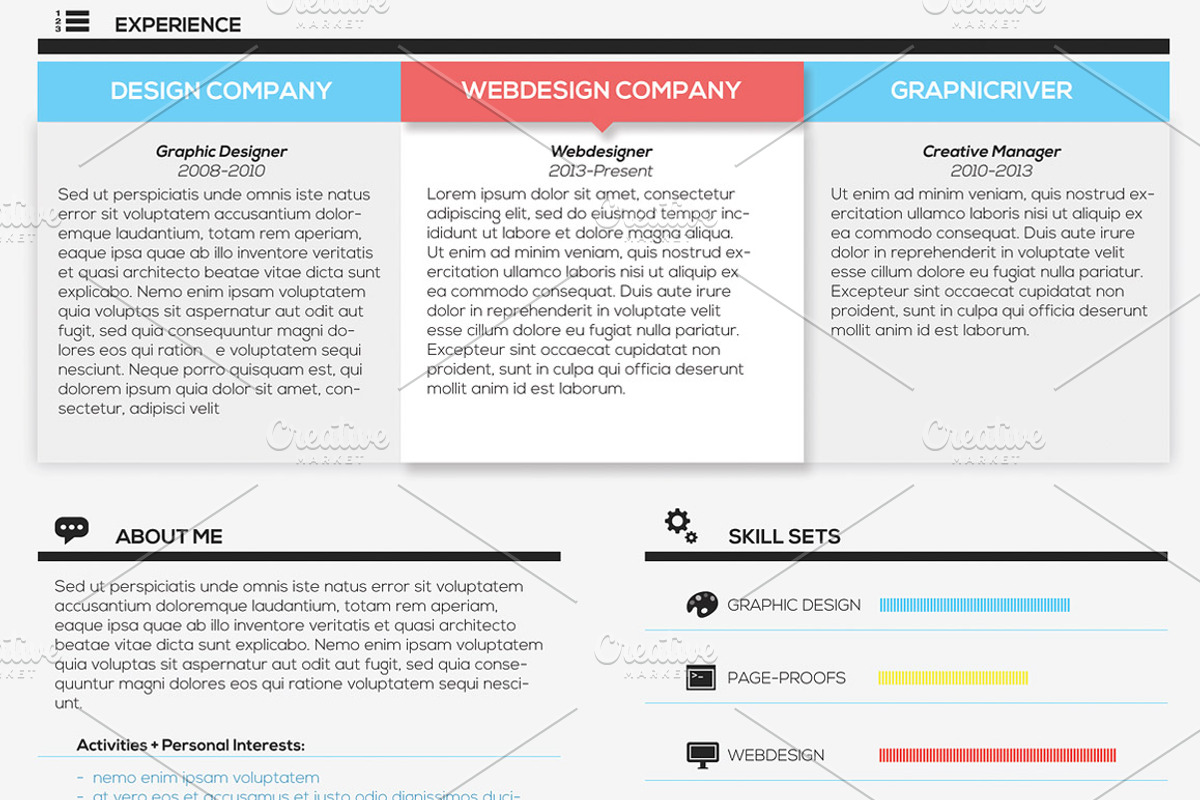 Simple Creative Resume, a Stationery Template by CREATIVE DUDE (Photo 5 of 6)