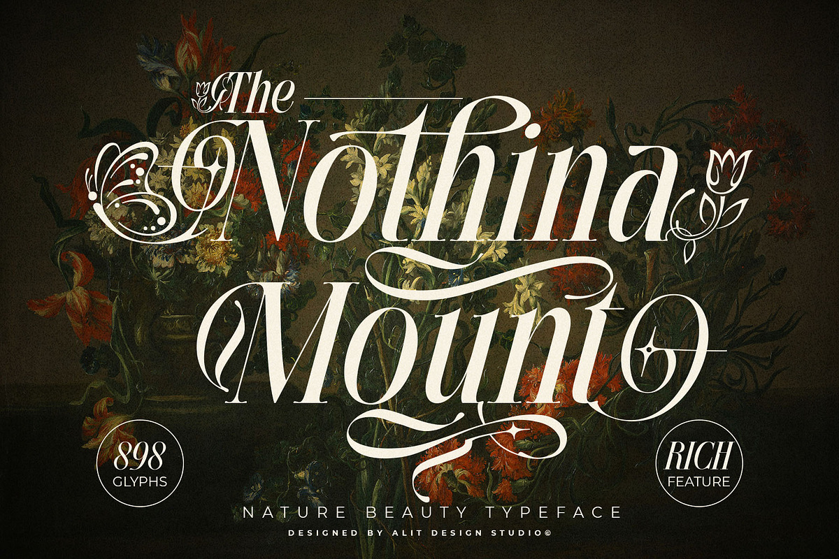 Nothina Mount Typeface, a Serif Font by alit design (Photo 1 of 21)