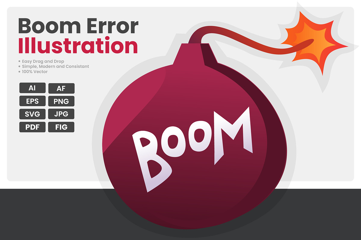 Boom Error Illustration, a Technology Illustration by erifqizeicon (Photo 1 of 3)