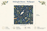 Midnight Heron | Botanical Wallpaper, a Wallpaper Graphic by by creative paper (Thumbnail 2 of 15)