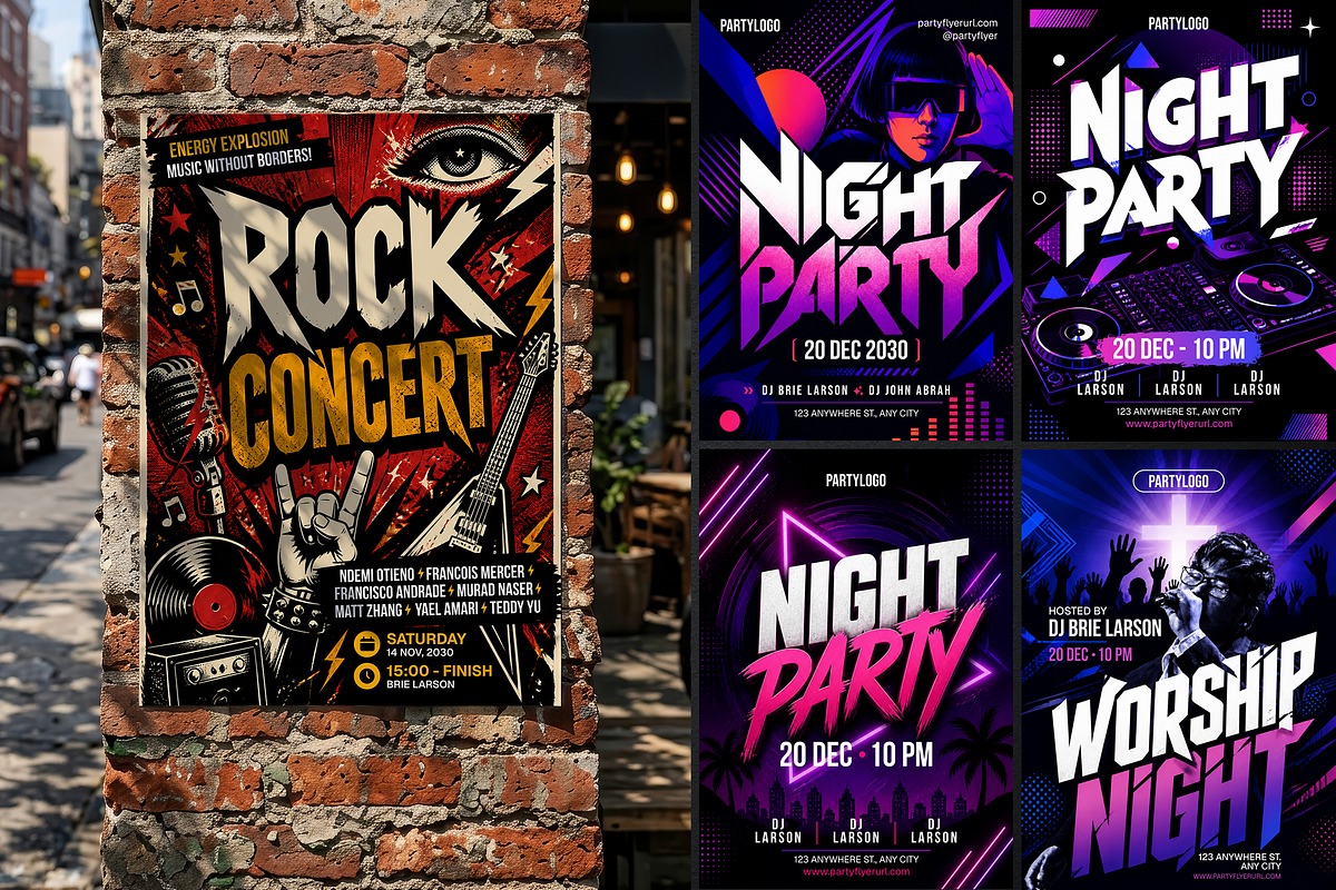 Party Events Flyer Poster Template 2, a Flyer Template by Miyaji75 (Photo 4 of 5)