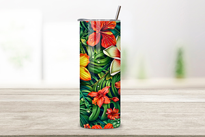 3D Lush Green Leaves Tumbler Wrap