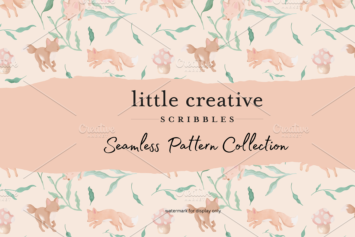 Woodland Fox Mushroom Pattern, a Pattern Graphic by Little Creative Scribbles (Photo 1 of 8)