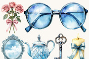 Vintage Blue Wonderland Clipart, a Person Illustration by BusyDaydesign (Thumbnail 5 of 9)