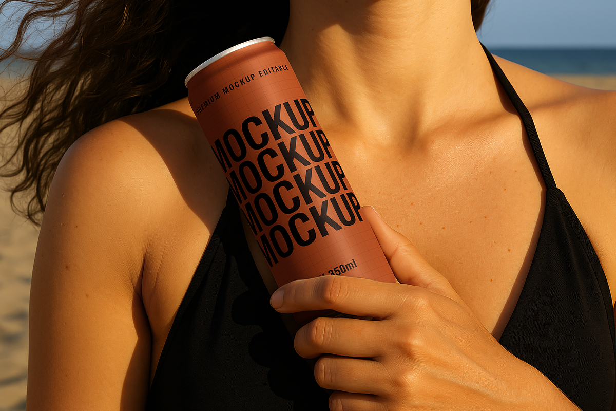 350ml Slim Can - Beach Scene, a Mockup by TD Mockup (Photo 3 of 4)