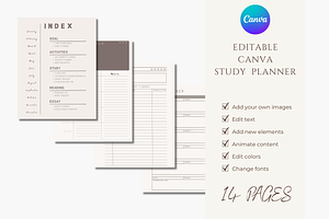 Study Planner Canva Tempalte