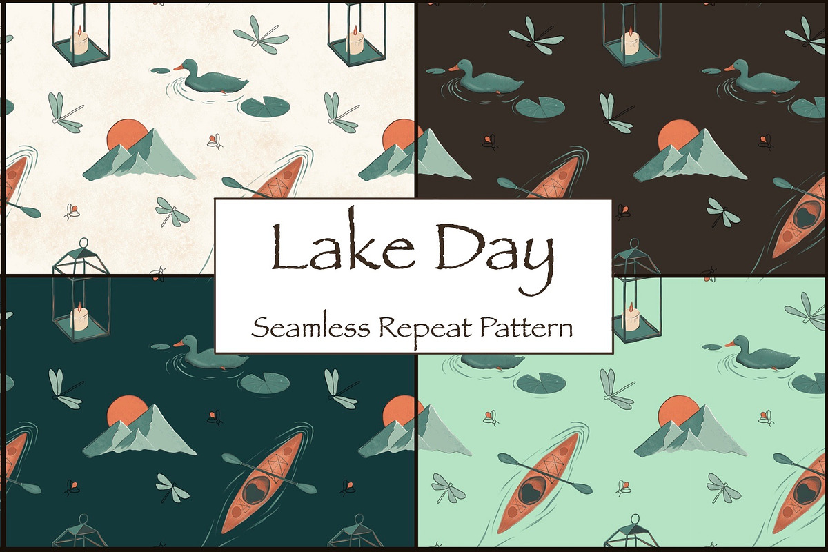 Lake Day Seamless Repeat Pattern, a Pattern Graphic by Forest Lily (Photo 1 of 11)