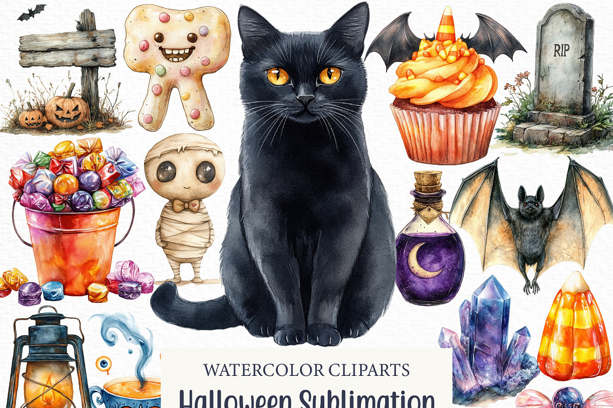 Halloween Sublimation Clipart, an Illustration by Craft Nest (Photo 1 of 6)