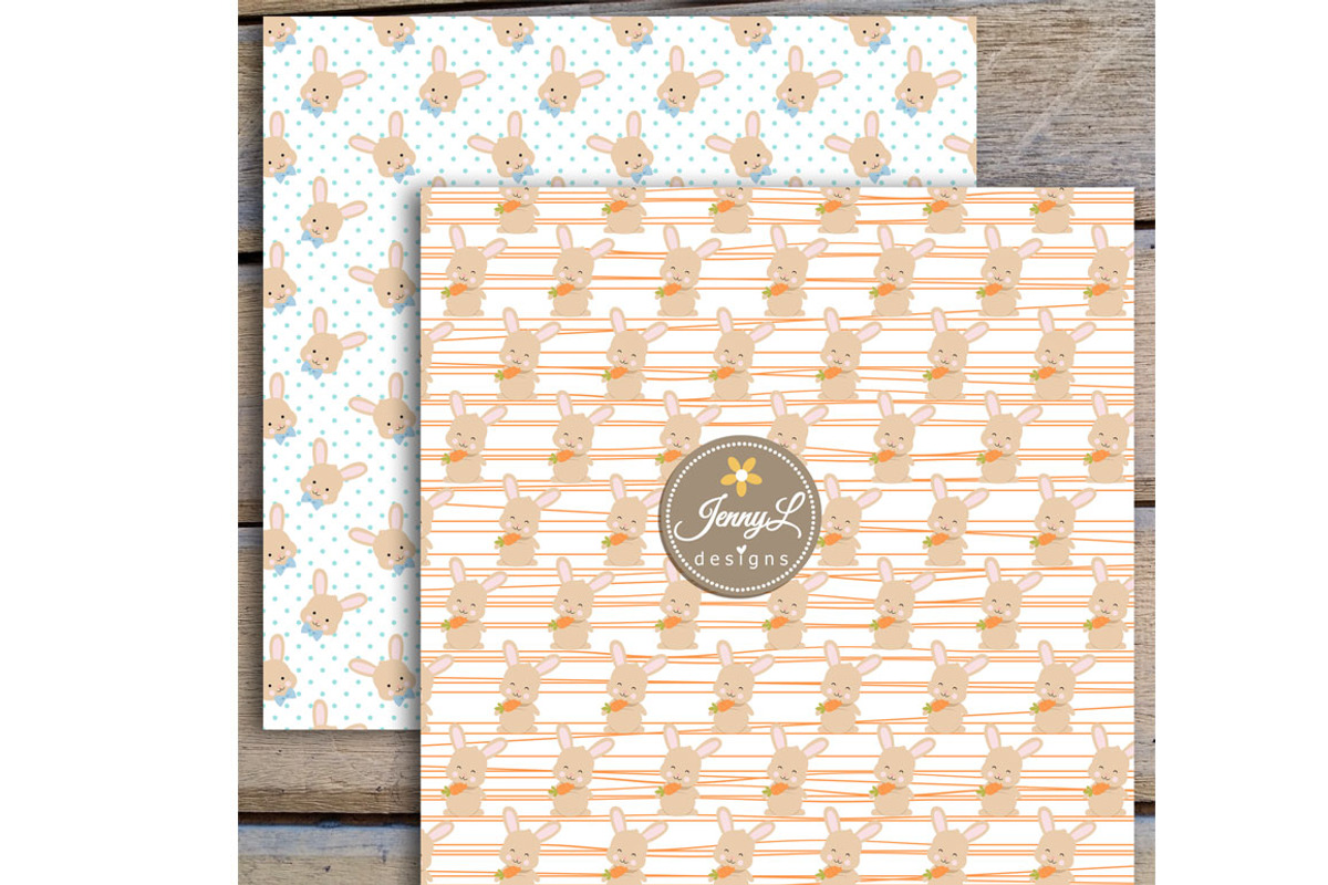 Easter Bunny Digital Paper & Clipart, a Pattern Graphic by JennyL Designs (Photo 6 of 7)
