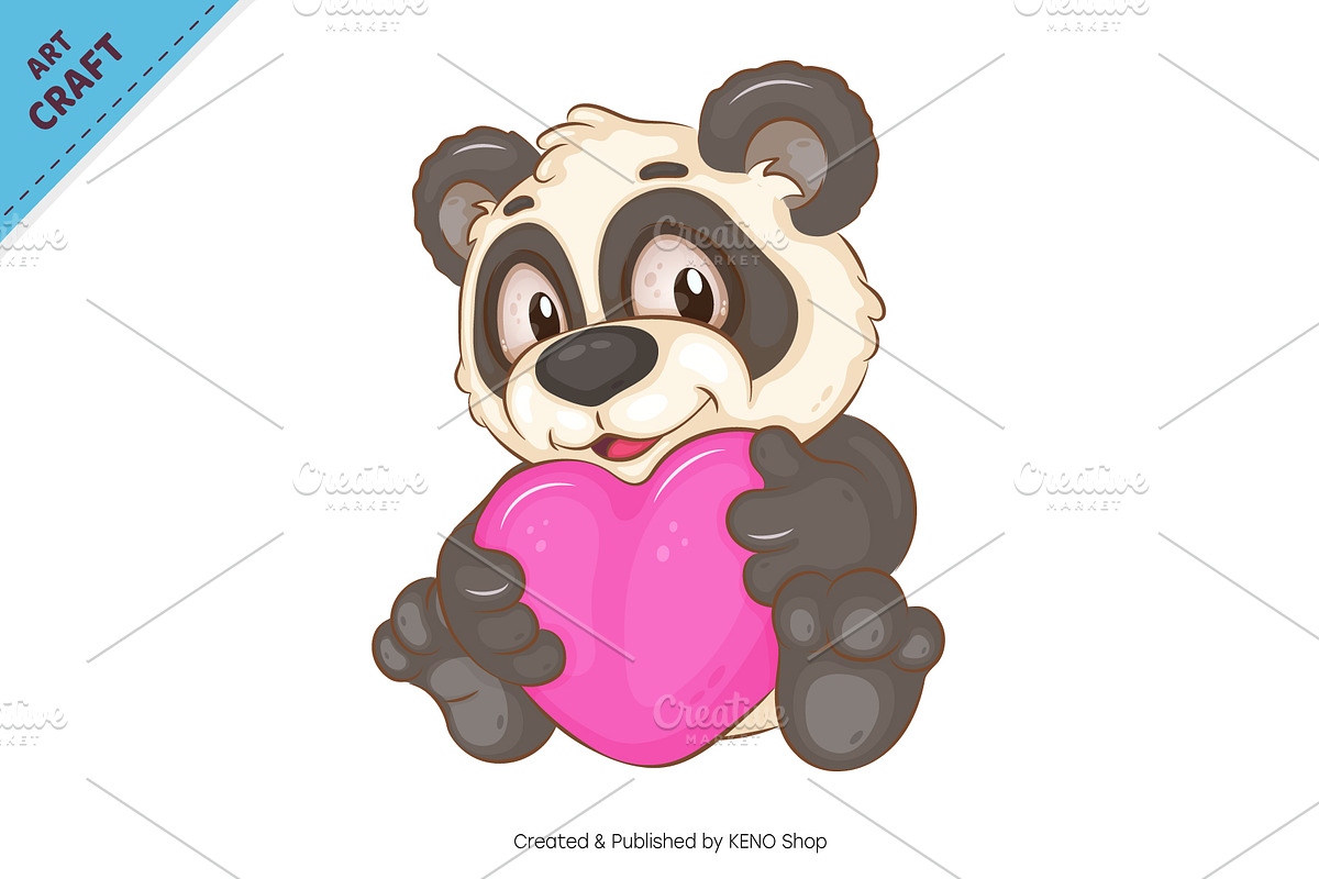 Cartoon Panda with Heart. Clipart., an Animal Illustration by KENO Mascots (Photo 2 of 3)