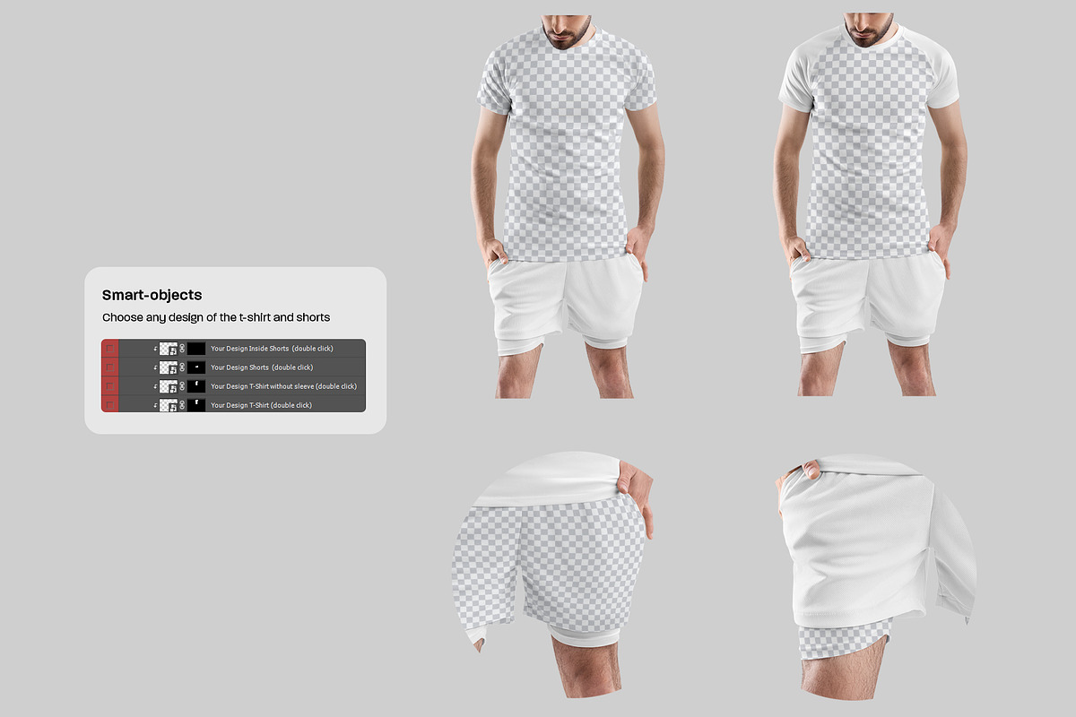 7 Men's T-Shirt and Shorts Mockups, a Shirt Mockup by Grow Design Craft Studio (Photo 7 of 9)