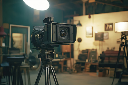 Cinematic camera setup in vintage st, a Photo by Iftikhar Alam