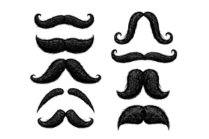 Hand Drawn Mustache. Old-fashioned