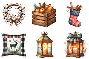 Rustic Christmas Watercolor Clipart, an Illustration by DreamArtGraphic (Thumbnail 4 of 5)
