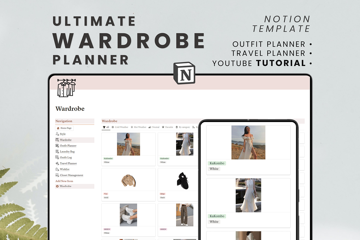 Wardrobe Manager Notion Template, an App Template by MondaySpark (Photo 1 of 9)