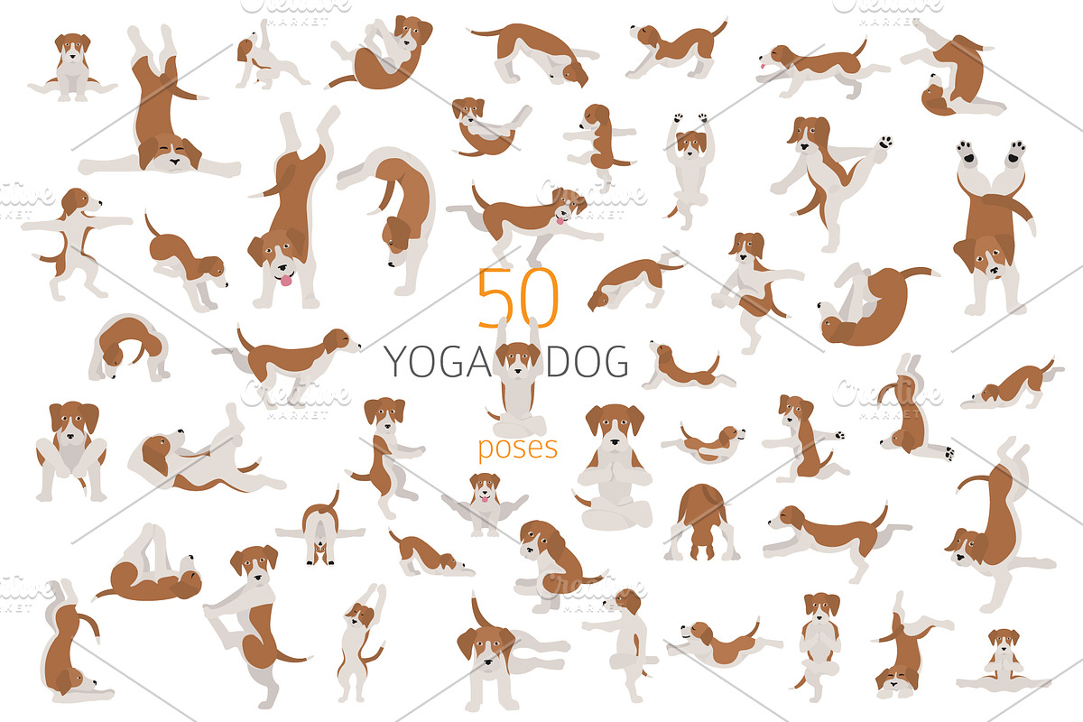 50 yoga dog poses, an Animal Illustration by pet design shop (Photo 1 of 7)