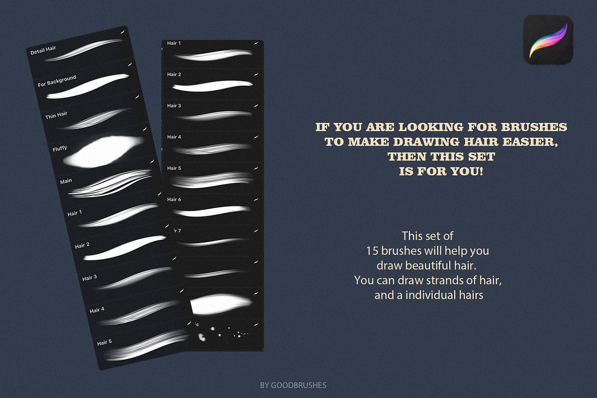 HAIR Procreate brushes, a Brush Add-On by Spark Studio Brushes (Photo 4 of 7)