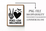 Peace Love Halloween, Skeleton Hand, an Illustration by Libby Wishes (Thumbnail 2 of 10)