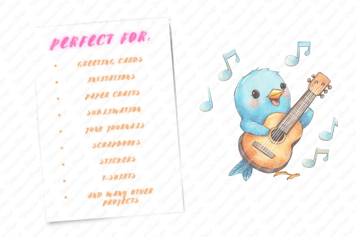 Watercolor Whimsical Birds Clipart, an Illustration by Watercolor design (Photo 6 of 11)