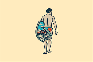 Surfer Ready to Ride the Waves