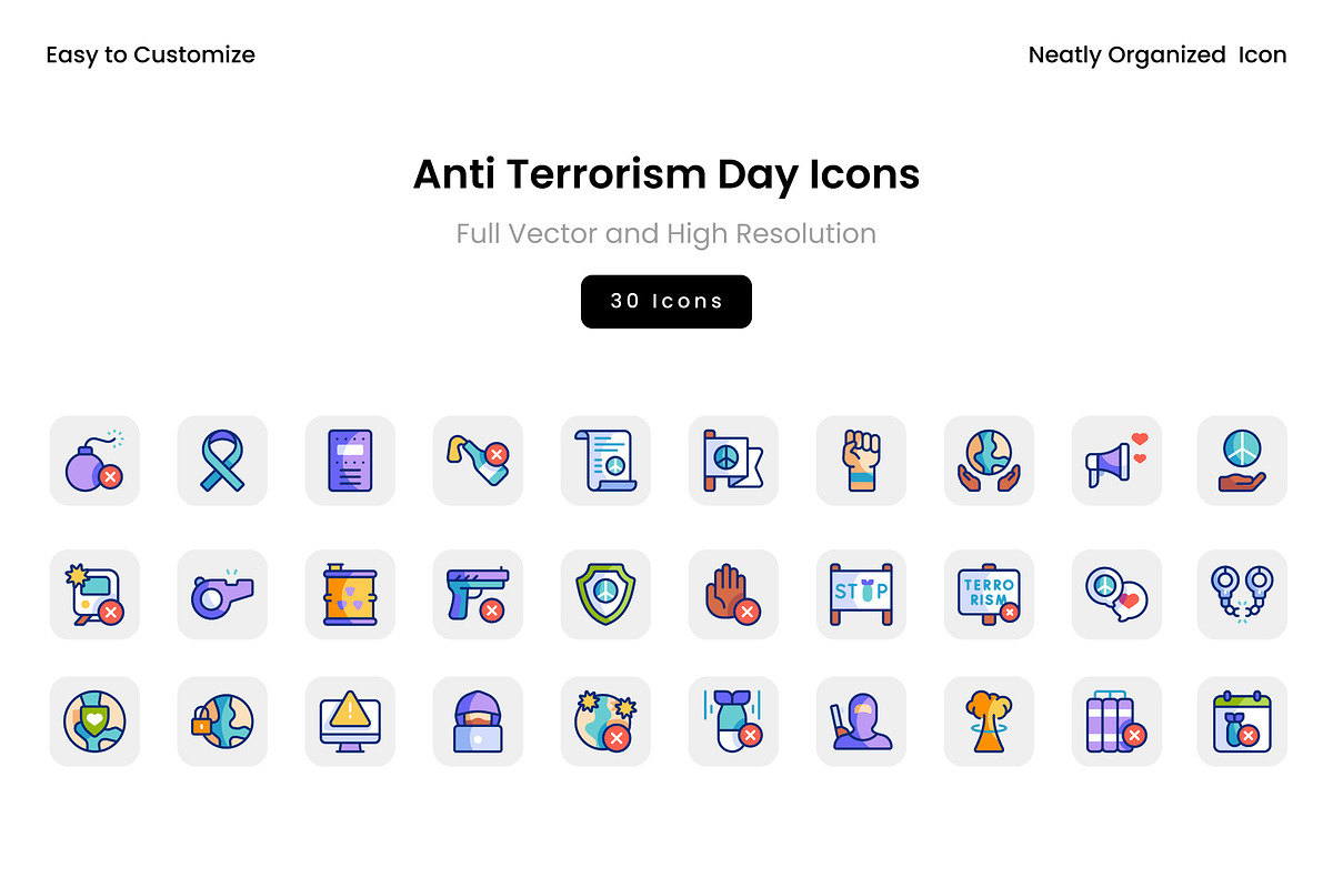 Anti Terrorism Day Icons, a Solid Icon by Wencory (Photo 2 of 2)