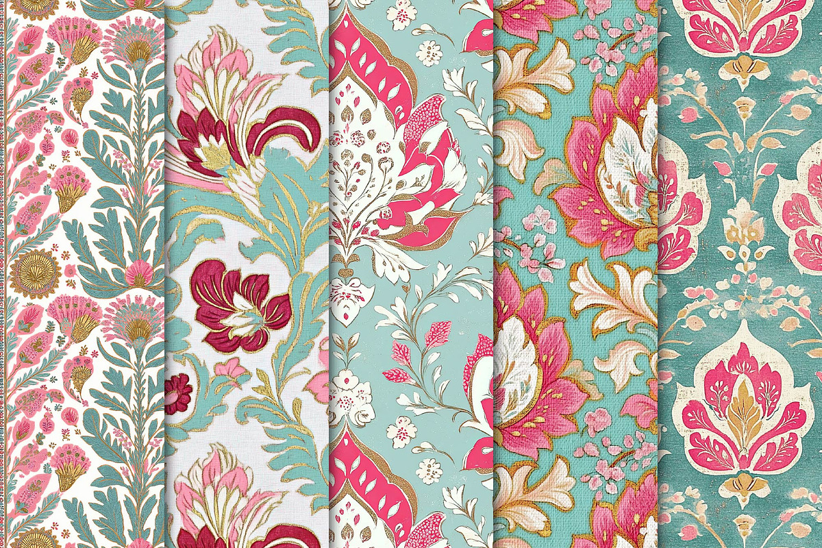 Batik Style Pink Floral Papers, a Texture Graphic by Maishop (Photo 3 of 4)