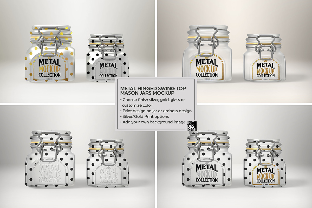 Hinged Swing Top Metal Jars Mockup, a Product Mockup by INCDesign (Photo 7 of 7)