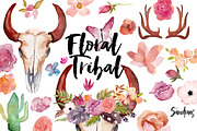 Floral tribal clip art, hand painted, an Illustration by SandraGraphicDesign (Thumbnail 4 of 5)