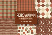 Retro Autumn Seamless Patterns, a Pattern Graphic by Checks & Dots (Thumbnail 1 of 10)