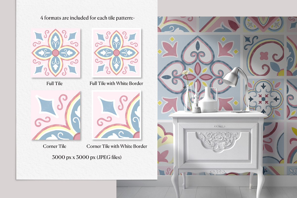 Watercolor Pastel Tile Pattern, a Pattern Graphic by Rachel Art Studio (Photo 2 of 10)