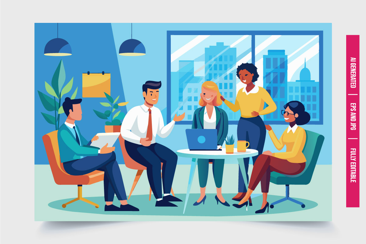 Office Meeting in City Office, a Finance Illustration by Tanuart (Photo 2 of 3)