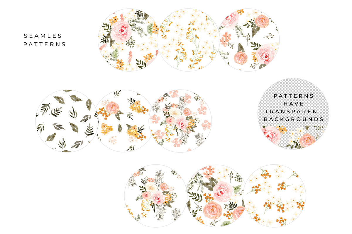 Boho Watercolor Florals & Patterns, an Illustration by PrettyGrandmillennial (Photo 3 of 6)