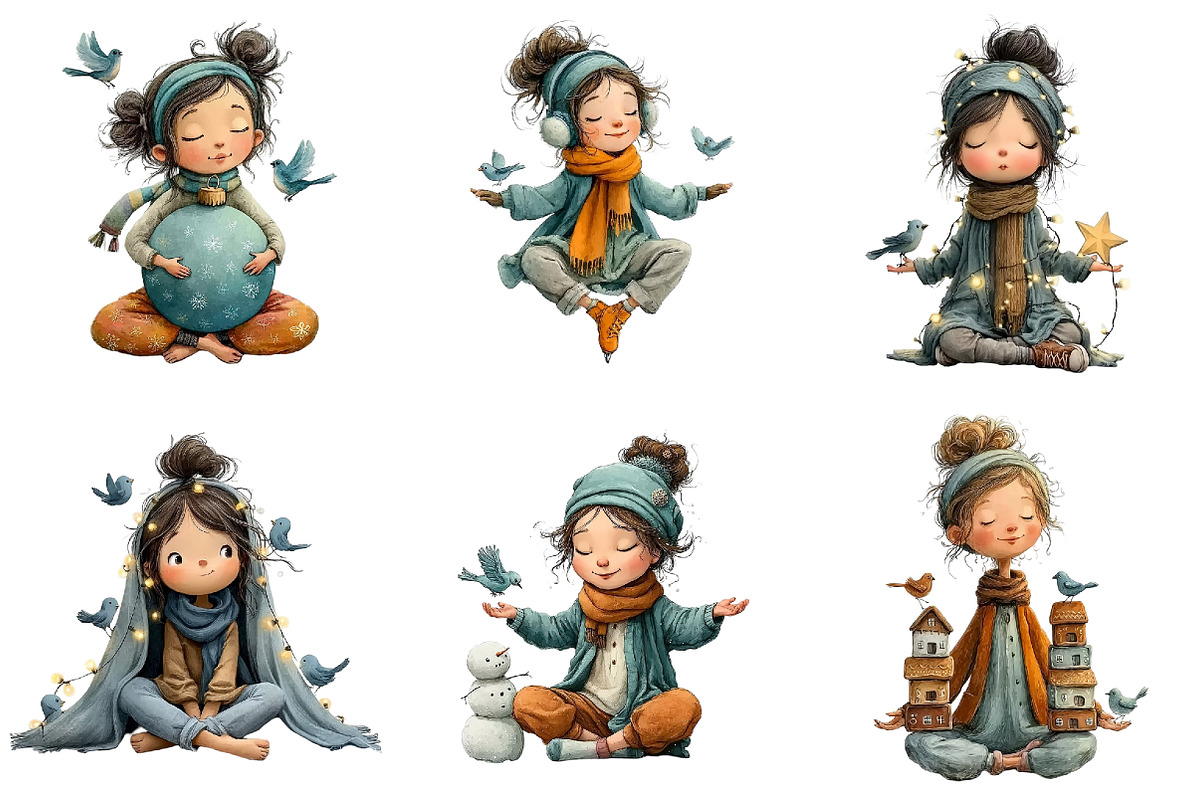 Quirky Girl Clipart Christmas, an Illustration by DreamArtGraphic (Photo 5 of 5)