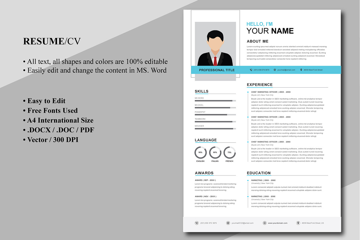CV Template Minimalist Professional, a Resume Template by Blue Digital Studio (Photo 2 of 2)