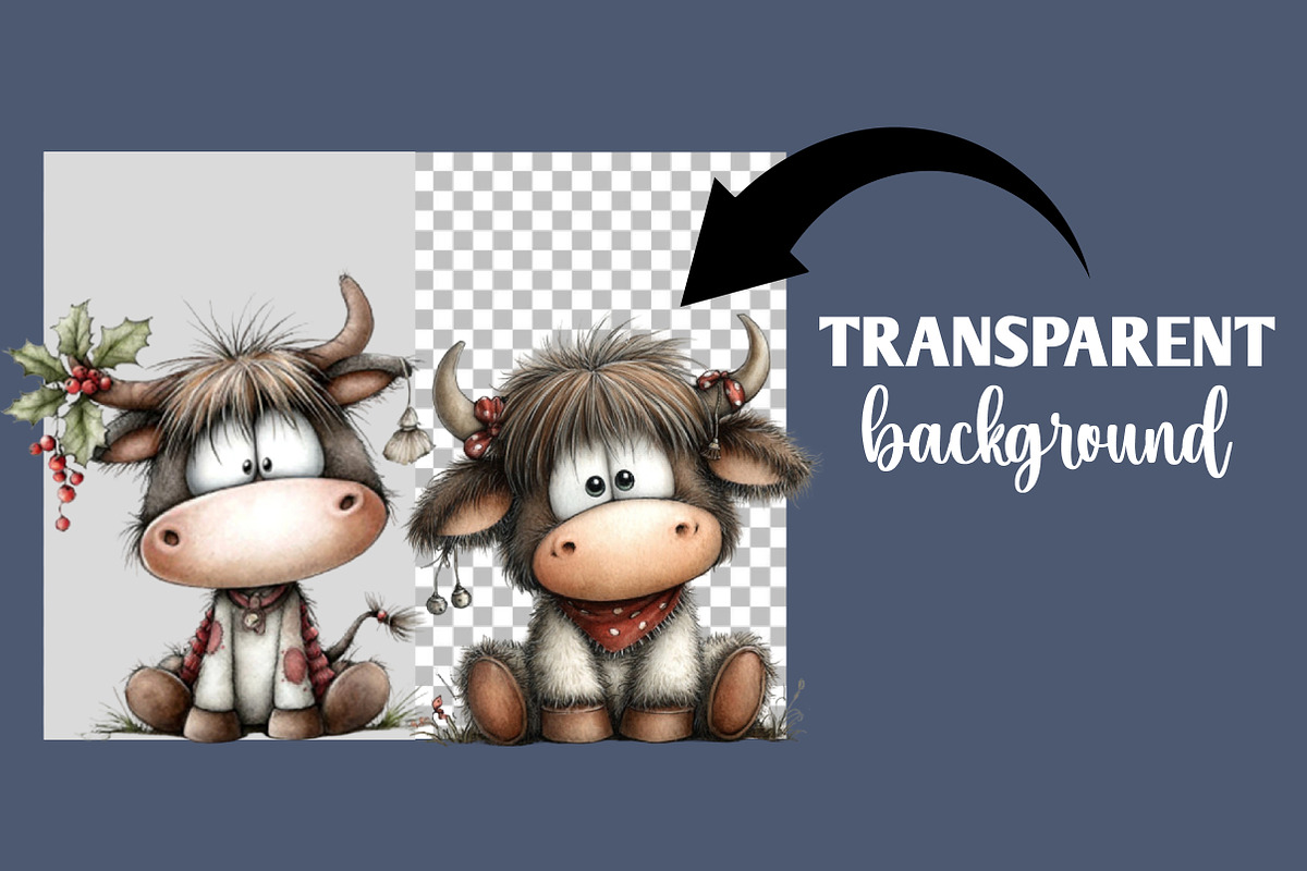 Whimsical Christmas Haigh land cow, an Illustration by Designworld (Photo 5 of 6)