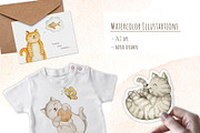 Cute cats. Watercolor set, an Object Graphic by JuliaBadeeva (Thumbnail 3 of 5)