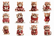 Christmas Cat In Red Sweater Clipar, an Illustration by cherrydesign (Thumbnail 2 of 3)