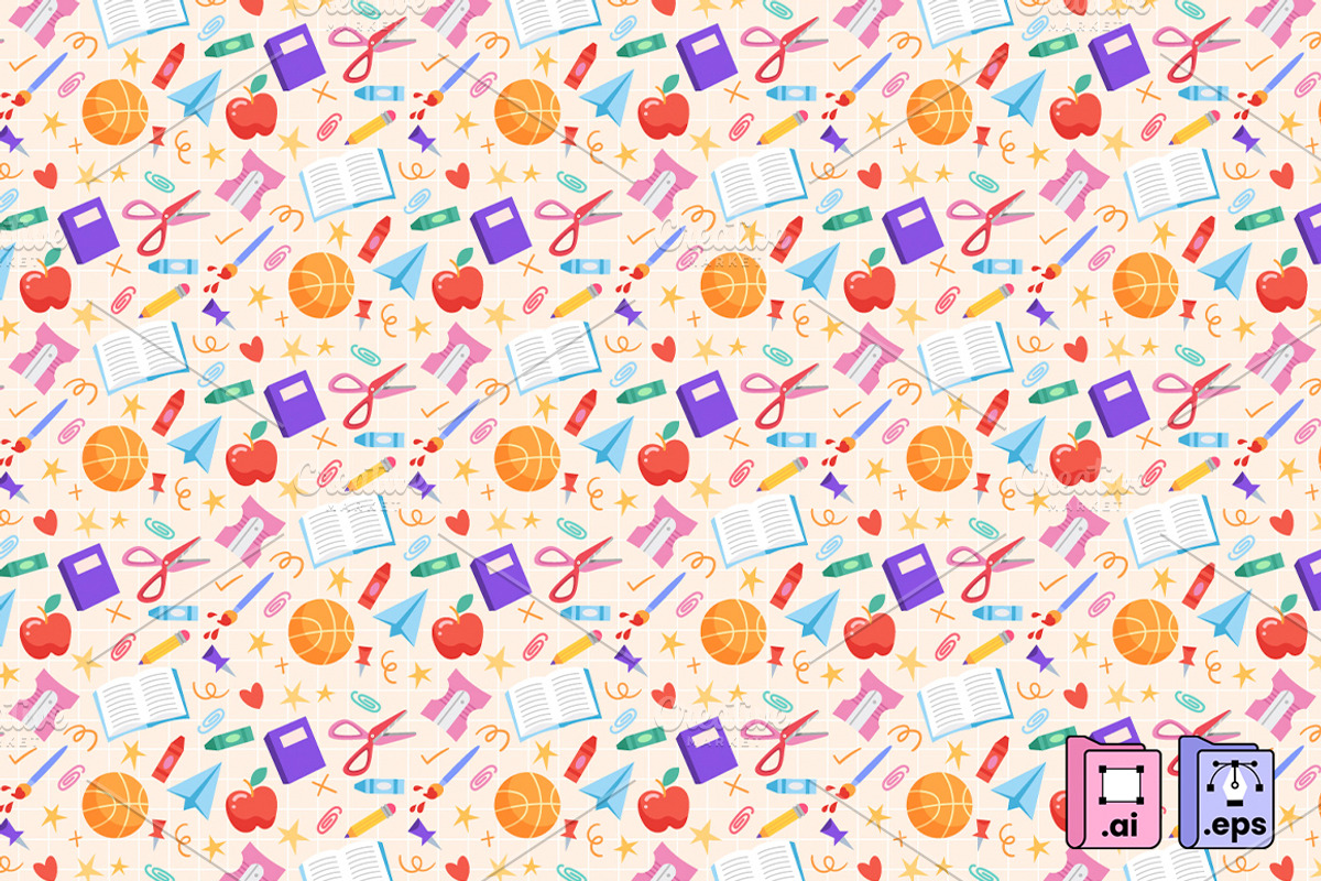 Back to School Seamless Pattern, an Education Illustration by MISS CHATZ (Photo 1 of 3)