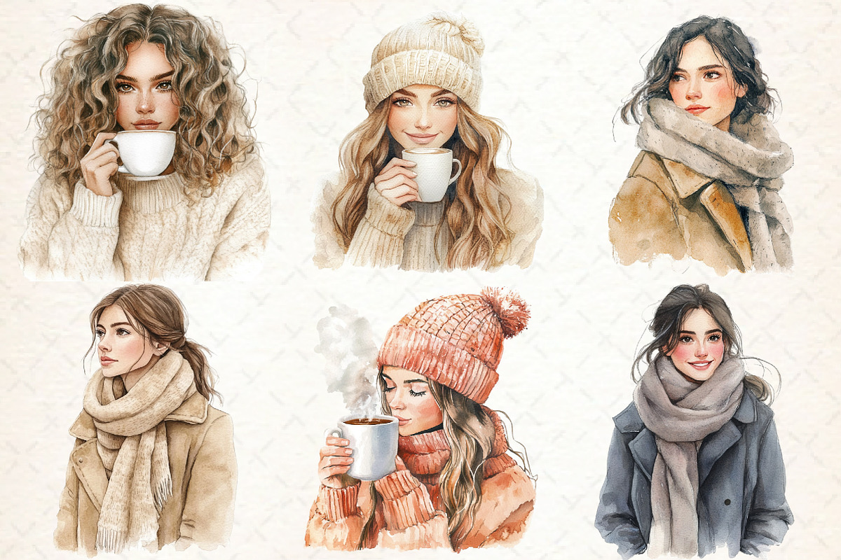 Watercolor Ski Resort Clipart, Cozy, an Illustration by Libby Wishes (Photo 2 of 8)