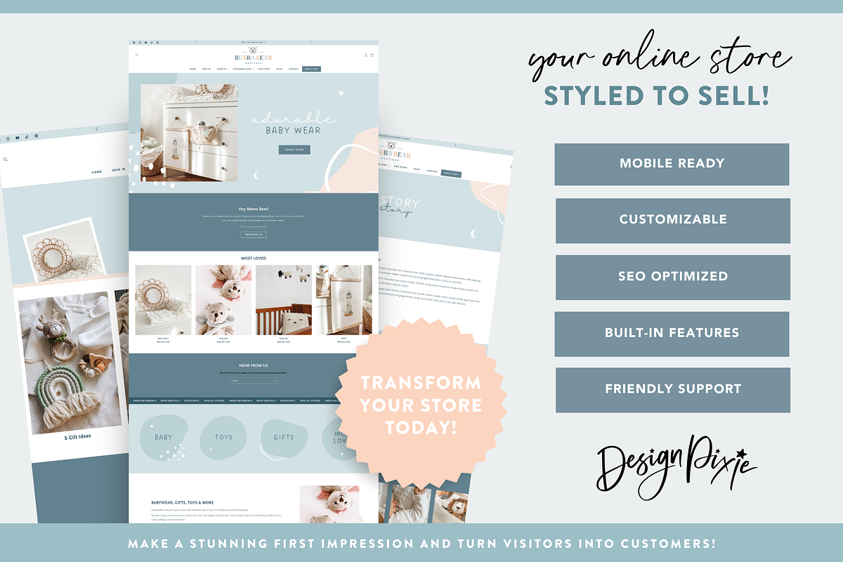 Baby Blue Shopify Theme, a Shopify Template by Design Pixie (Photo 2 of 10)