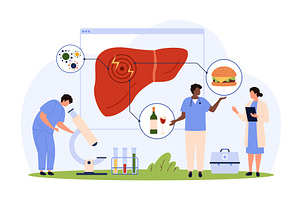 Research on liver health and disease, a Healthcare Illustration by Flashvector