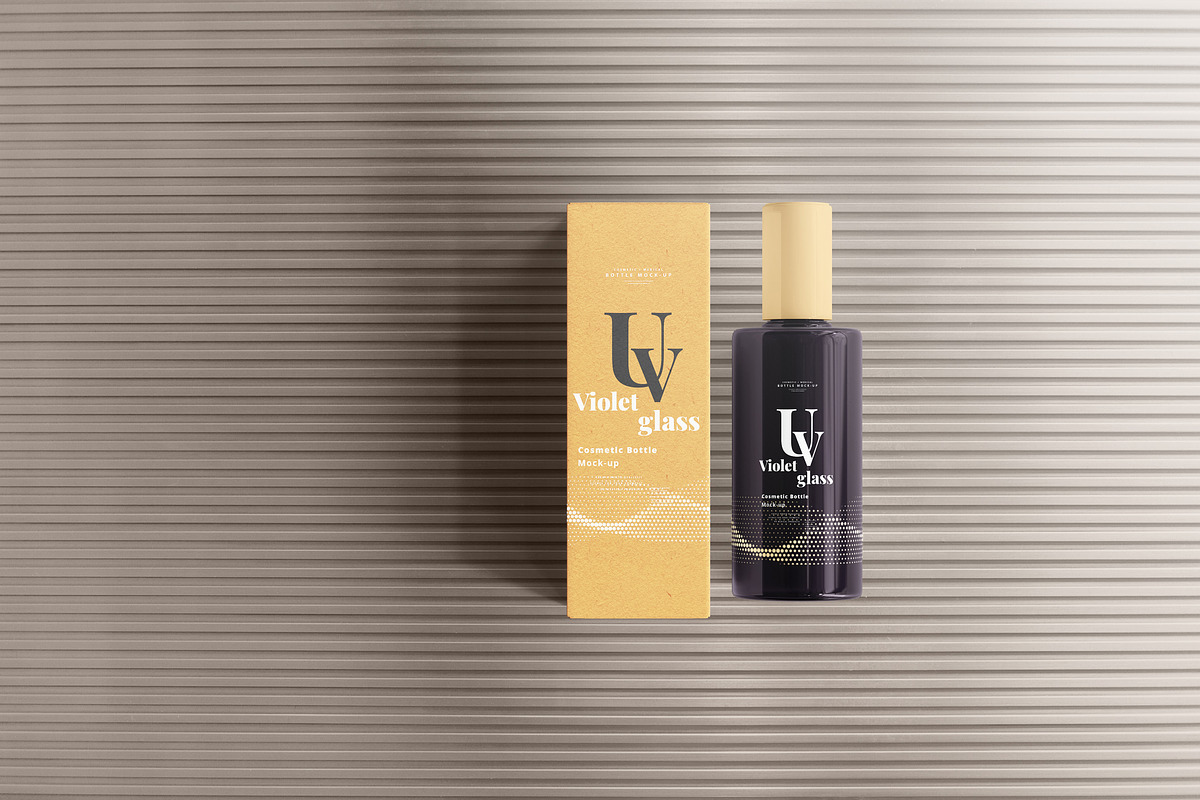 Violet Glass Cosmetic Bottle Mock-up, a Cups & Container Mockup by pmvch (Photo 18 of 20)