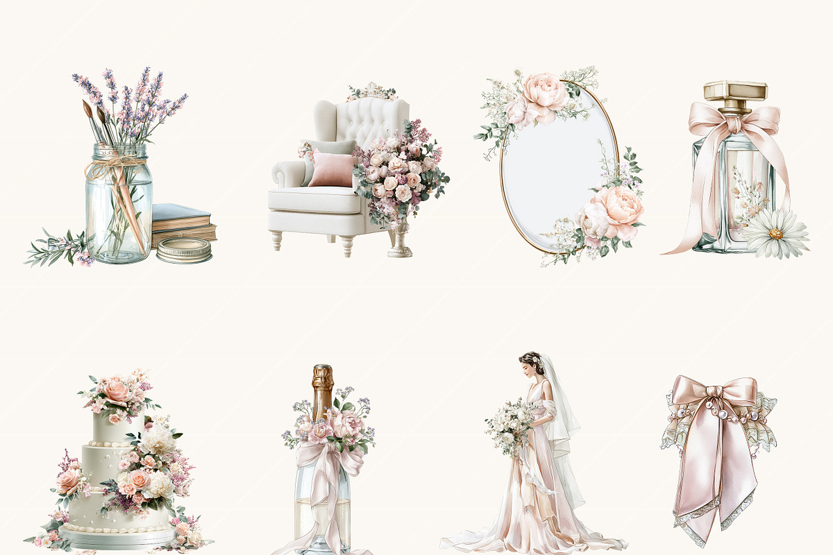 Watercolor Wedding Clipart Bundle, a Person Illustration by BusyDaydesign (Photo 2 of 9)