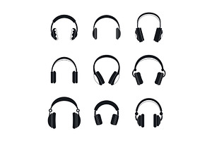 Headphones music speakers icons set, a Technology Illustration by Ylivdesign