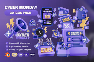 Cyber Monday 3D Icon Pack, an Object 3D Model by Haps Space
