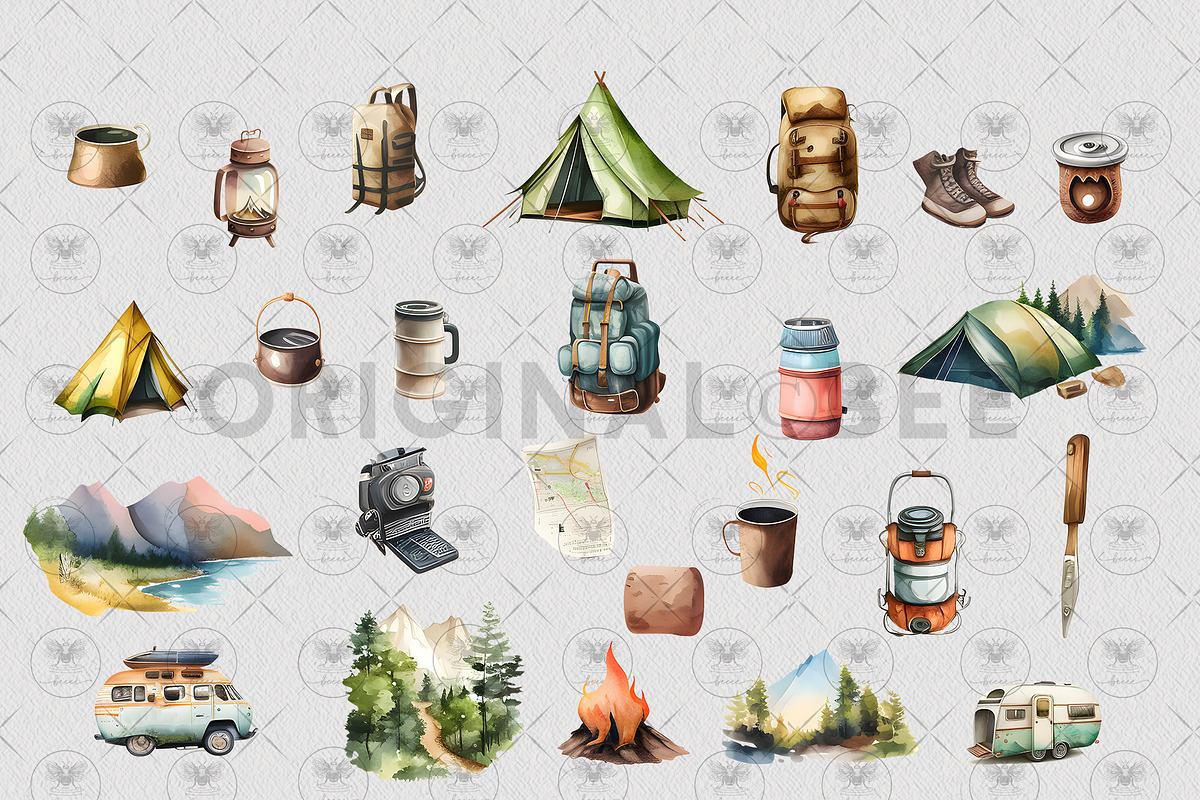 Adventure Awaits & Camping Clipart, an Illustration by BigCakeBee (Photo 3 of 4)
