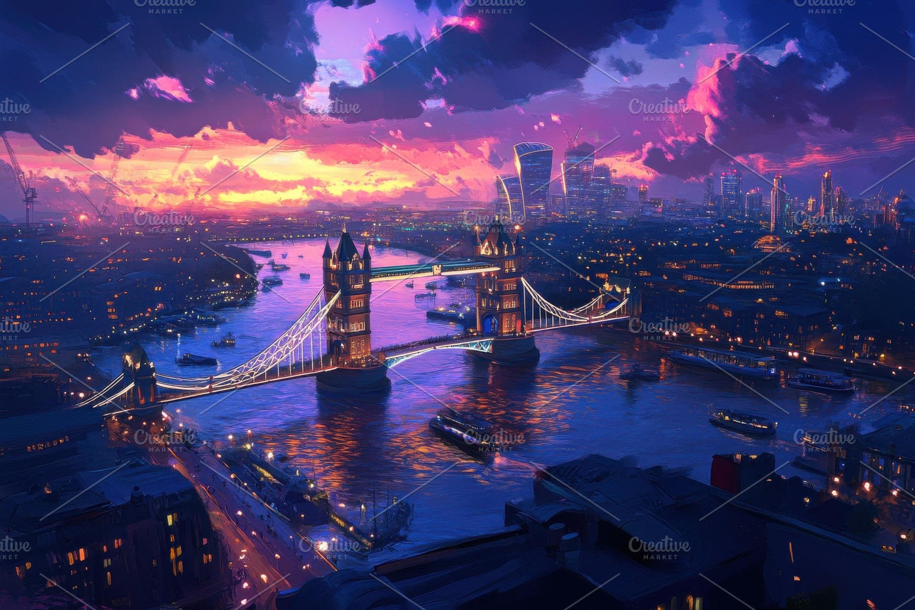 Stunning twilight view of London cit, a Photo by Iftikhar Alam